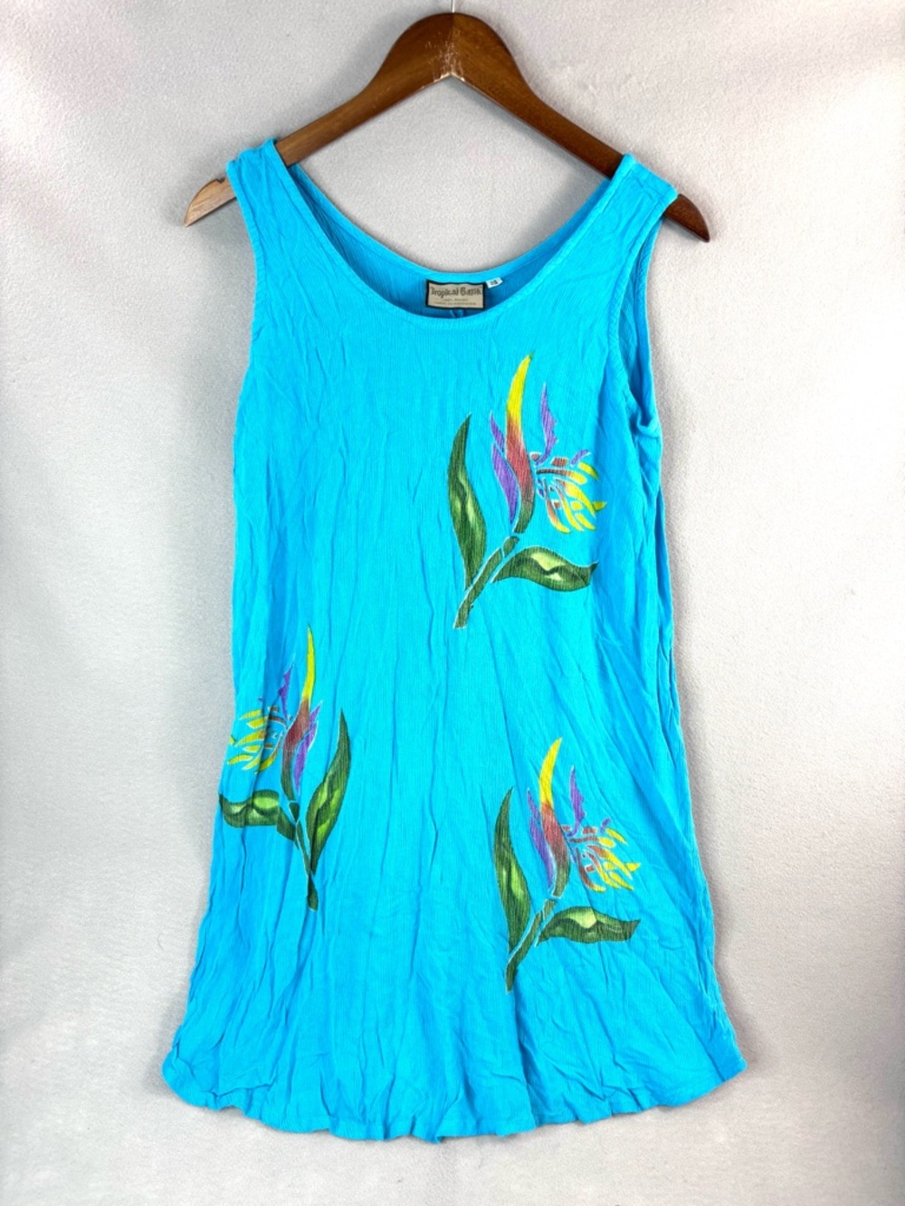 Tropical Batik M Resortwear Coastal Beach Bright Tropical Painted Tank Dress